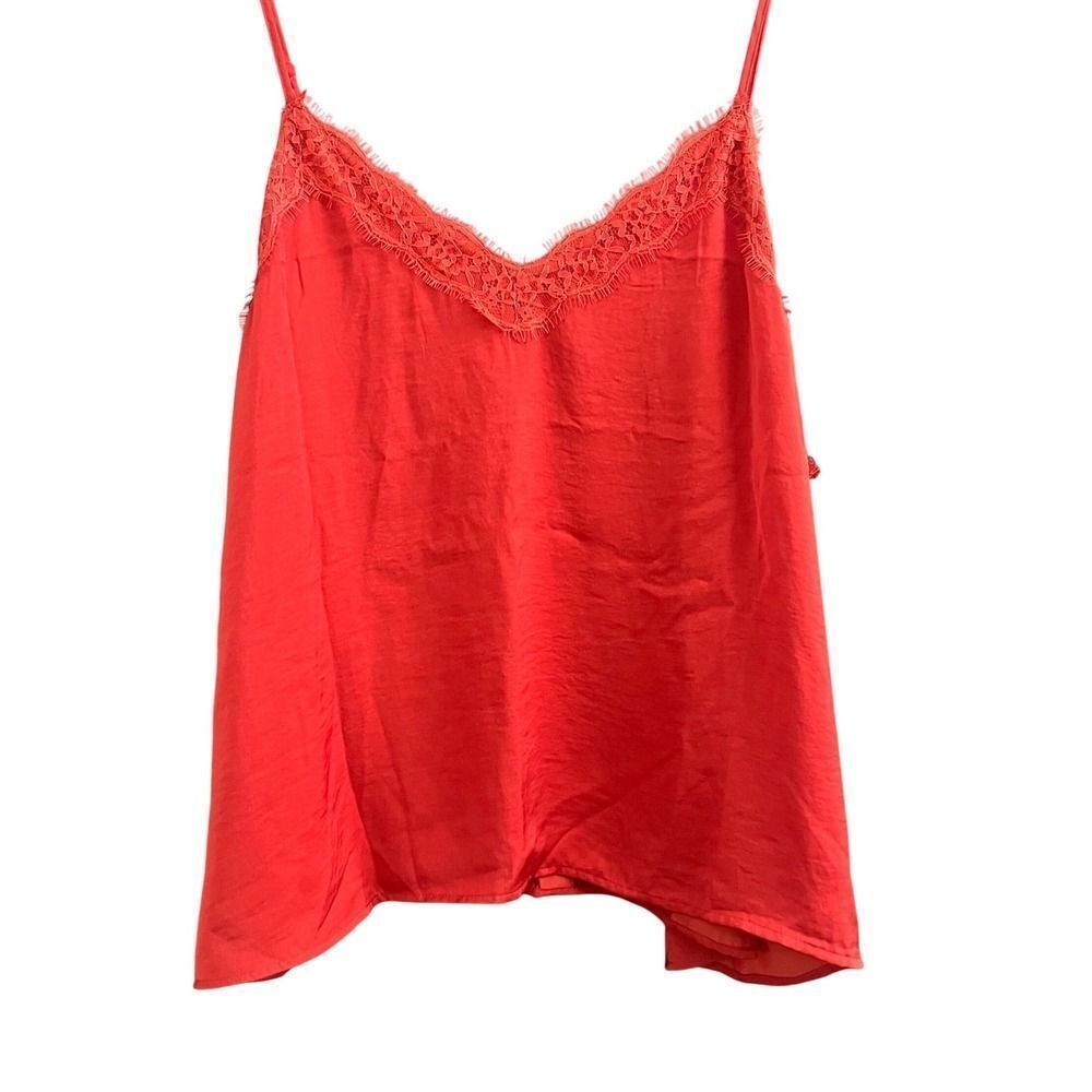 BP Nordstrom Red Persimmon Lace Trim V Neck Cami Tank Top 3X